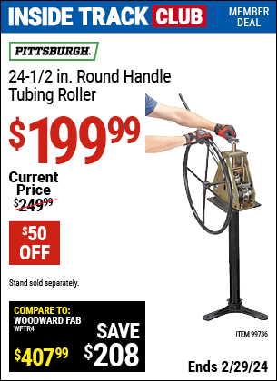 Inside Track Club members can buy the PITTSBURGH Tubing Roller (Item 99736) for $199.99, valid through 2/29/2024.