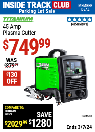 TITANIUM 45A Plasma Cutter for $749.99 – Harbor Freight Coupons