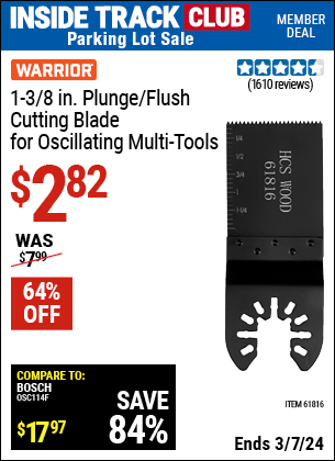 Coupons for WARRIOR 1-3/8 in. High Carbon Steel Multi-Tool Plunge Blade for  $2.82