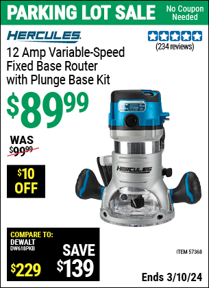 Buy the HERCULES 2-1/4 HP (Item 57368) for $89.99, valid through 3/10/2024.