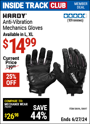 HARDY Anti-Vibration Mechanics Gloves, X-Large for $14.99 – Harbor ...