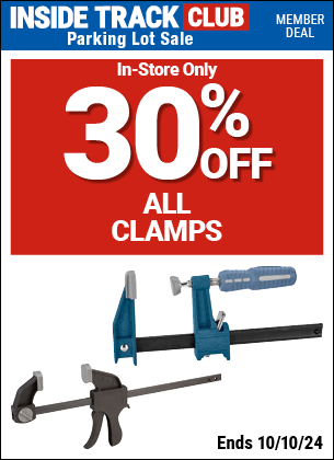 Inside Track Club members can Save 30% Off all Clamps , valid through 10/10/2024.